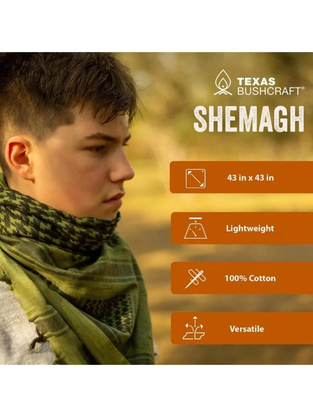 Tactical Shemagh Scarf - 100% Cotton Keffiyeh for Camping, Hiking, and Outdoor